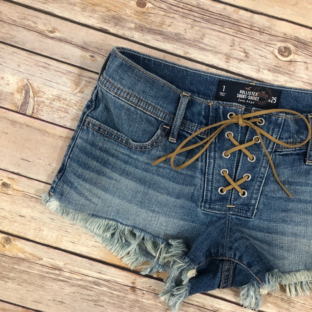 Hollister Lace Up Denim Shorts